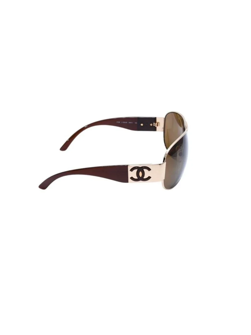 Chanel Aviator Sunglasses CC Logo Metal Frame Teardrop Brown Gold Eyewear